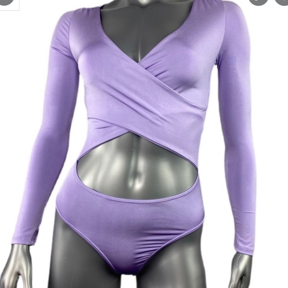 Fashion Nova Lavender Bodysuit cut open front
